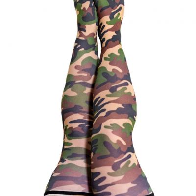 Kixies Camo Thigh High Stockings No Slip Grips Size D NEW